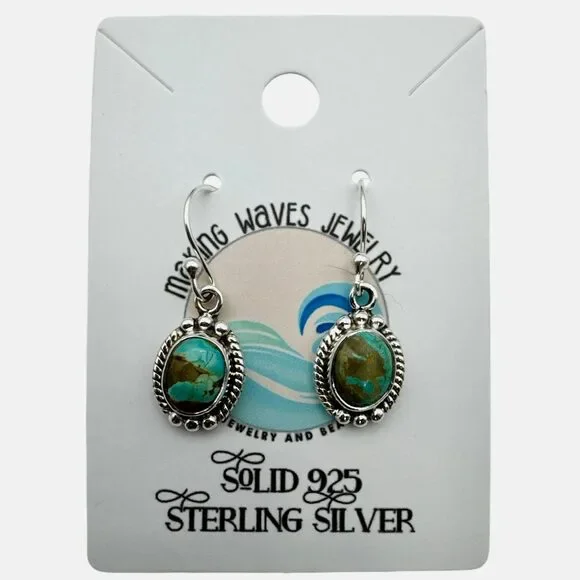 Royston Turquoise Solid 925 Sterling Silver Earrings - Picture 1 of 2